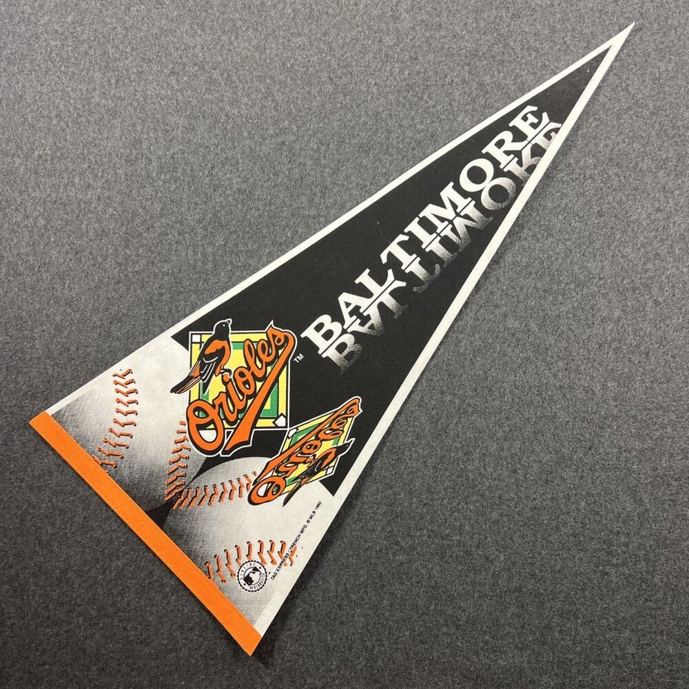 Vintage 1995 Baltimore Orioles Full Size Pennant Flag by Tag Express